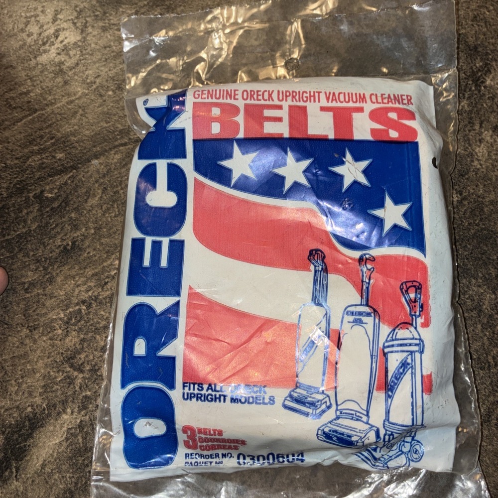 ORECK GENUINE UPRIGHT VACUUM CLEANER BELTS 0300604 3 PACK BELT OEM Sealed Bag